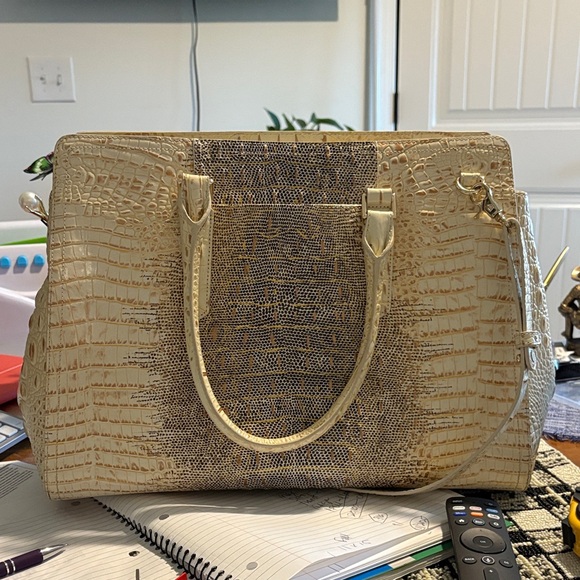 Brahmin Cream and Gold Satchel - Picture 1 of 6
